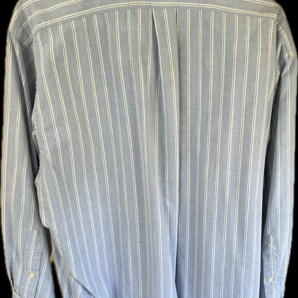 POLO Ralph Lauren Men's Blue Striped Button Down Oxford Shirt: 17-32/33 - Picture 4 of 6